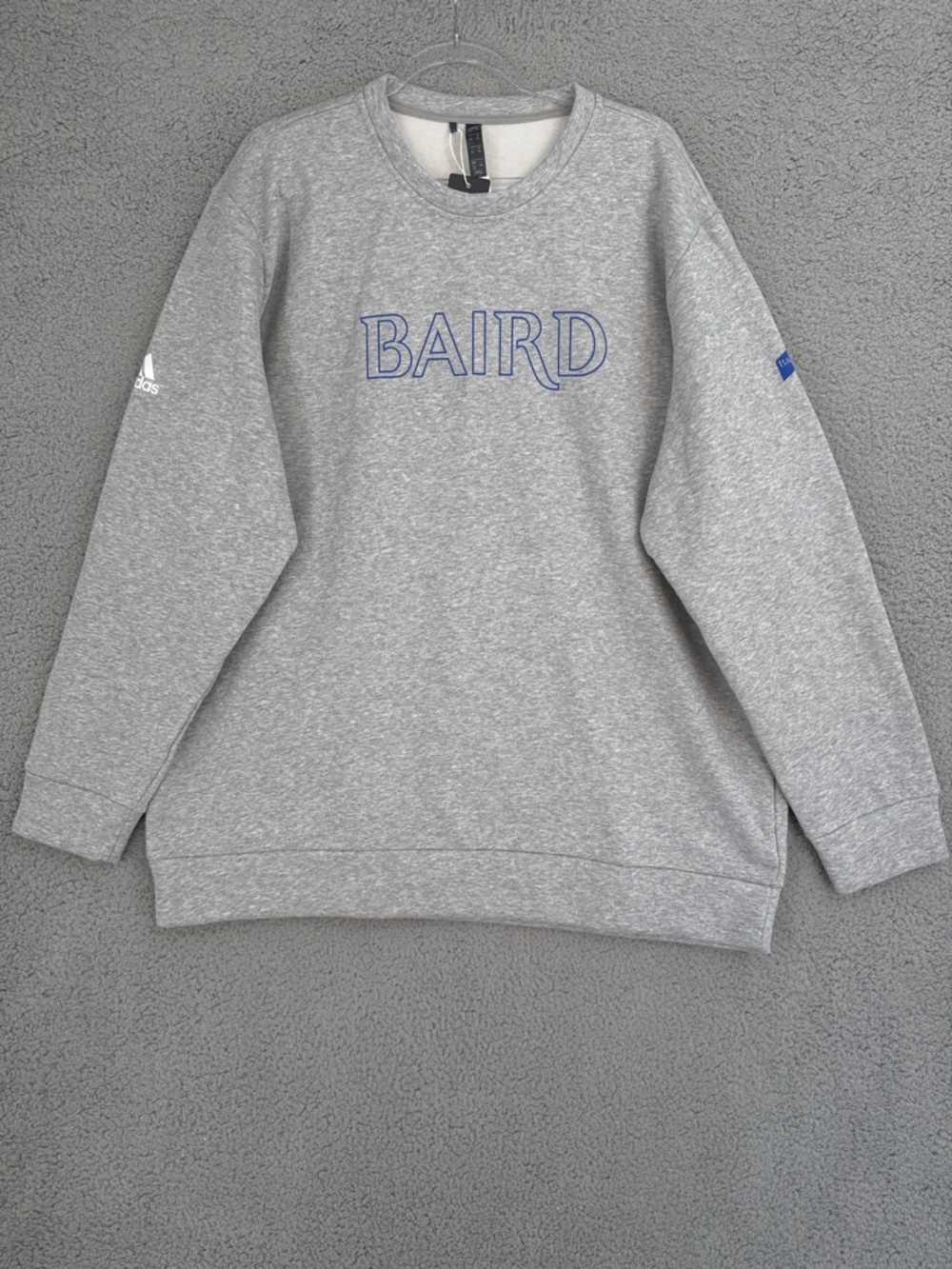 adidas Mens 2XL “Baird” logo crew neck long sleeve sweatshirt Gray Pullover Soft